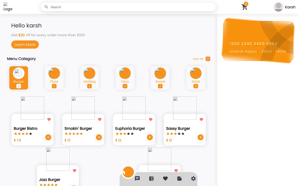 Food Delivery UI — screenshot